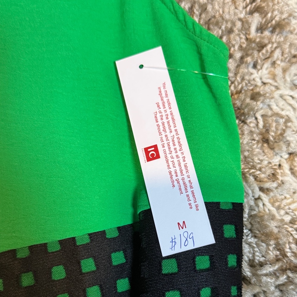 NWT IC Collection Green & Black Colorblock Sleeveless Zipper Dress size Medium - Picture 9 of 15